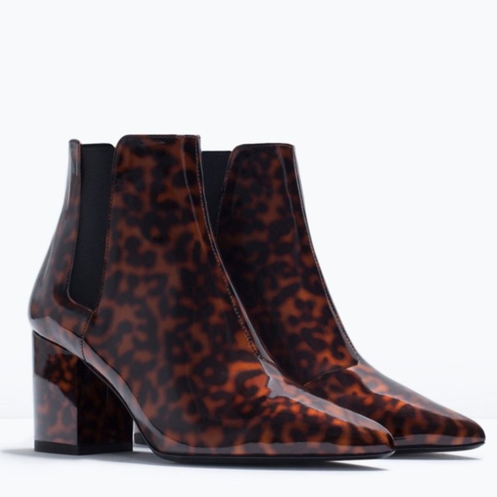 Zara Patent Hell Booties--Euro Size 39